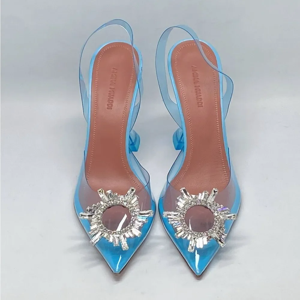 Amina Muaddi Begum Clear Crystal Slingback Pumps size 38